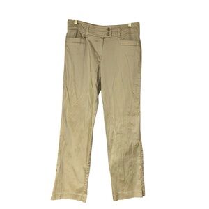 Sharagano Womens Tan Chino Straight Leg Pants 8 Flat Front Stretch‎ Classic